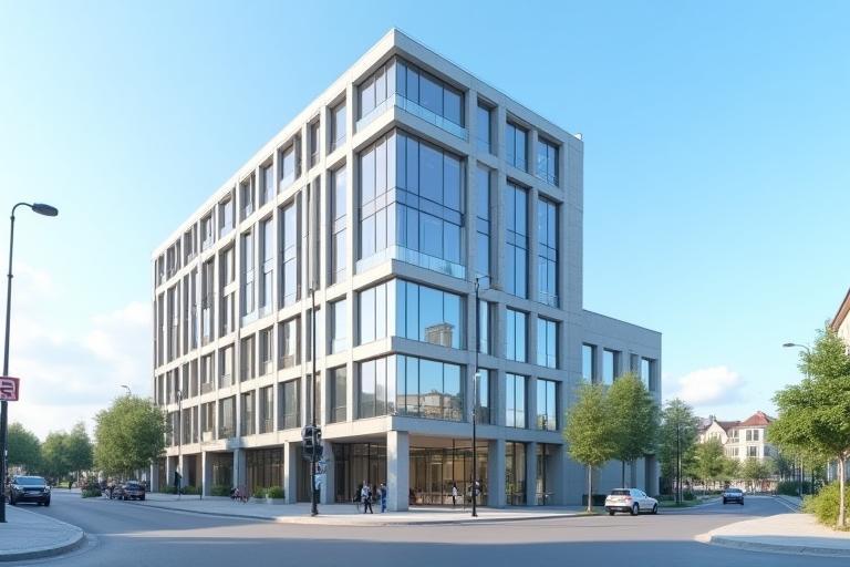 Exterior view of the Swiss Media Academy building located in the Europaallee district of Zurich