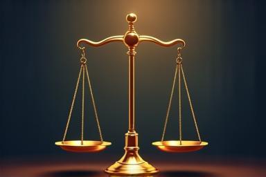 Illustration of justice scales representing media ethics and law concepts